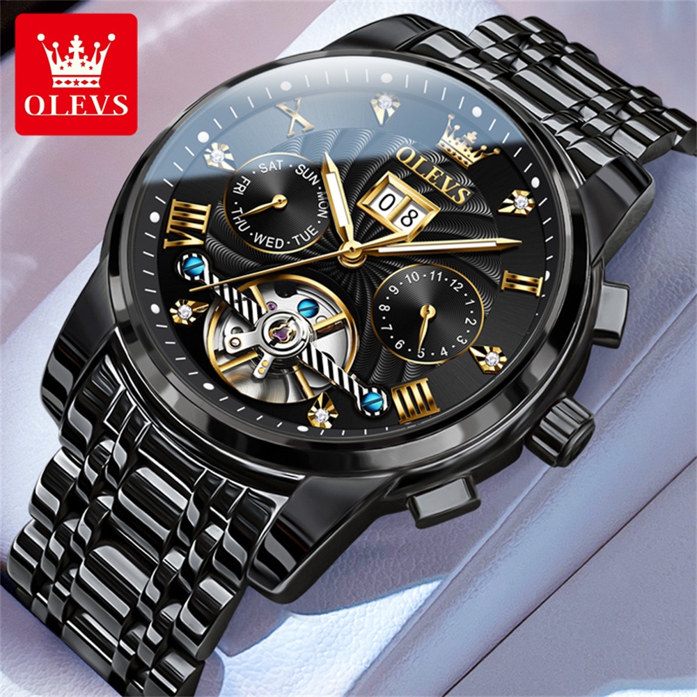 Tourbillon Movement Watch - OLEVS Classic Men's Watches Tourbillon Multi-function