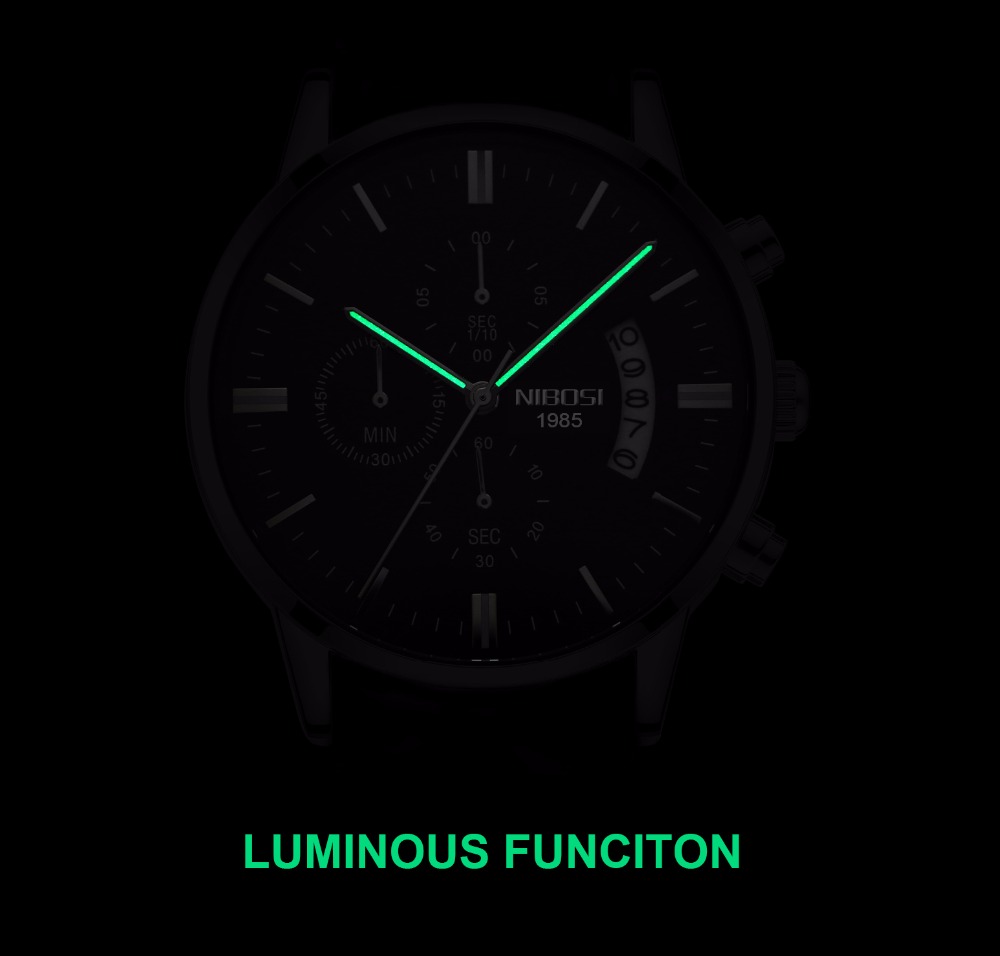 NIBOSI Stainless Steel Black Q - огляд і ціна Luxury Watch All Black