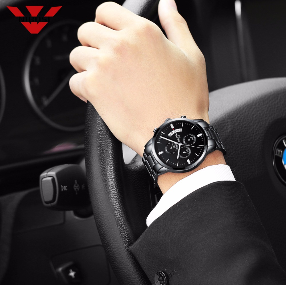 NIBOSI Stainless Steel Black Q - огляд і ціна Luxury Watch All Black