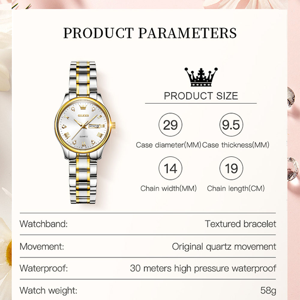 OLEVS 5563 New Fashion Women Q - огляд і ціна Luxury Watch Moon Phase