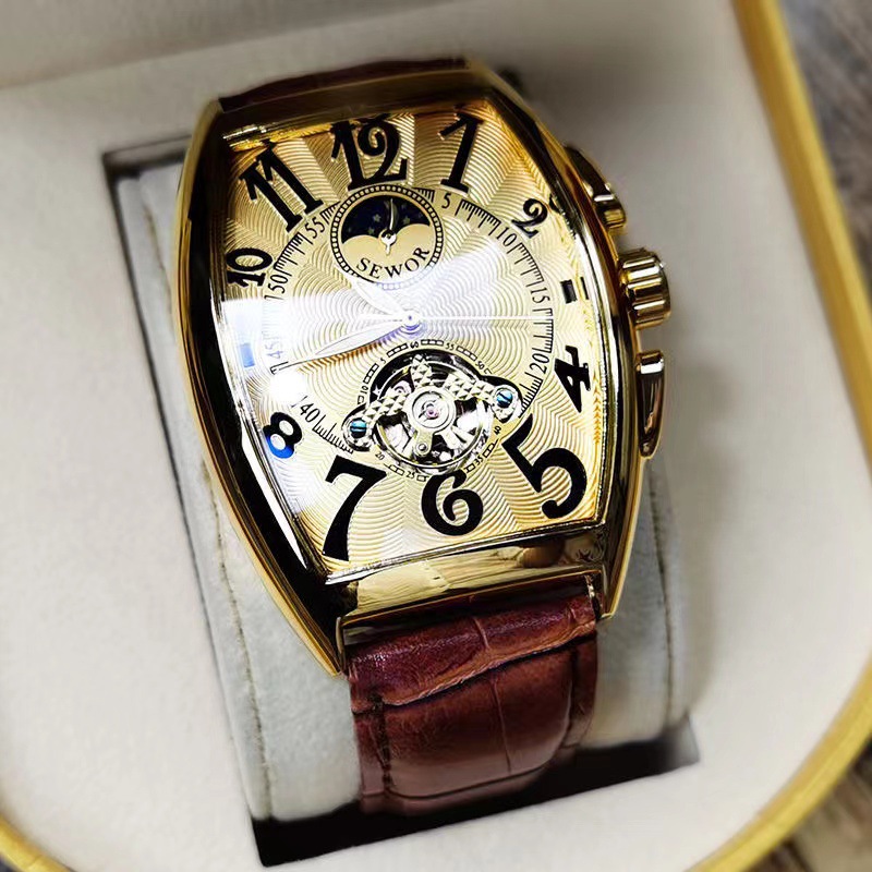 SEWOR Mechanical Watch Men Gol - огляд і ціна Tourbillon Movement Watch