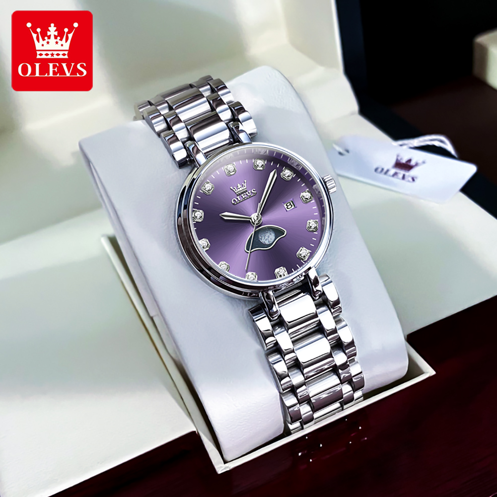 OLEVS Elegant Fashion Purple R - огляд і ціна Luxury Watch Moon Phase