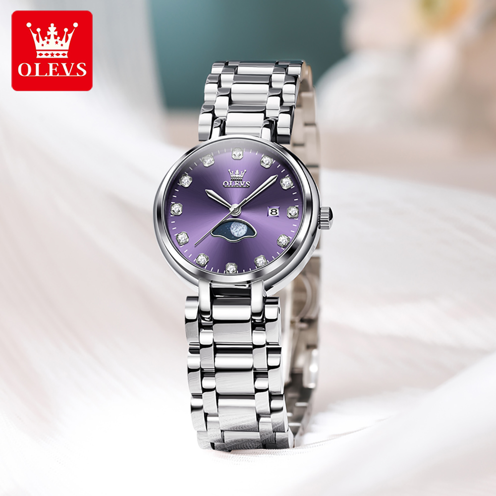OLEVS Elegant Fashion Purple R - огляд і ціна Luxury Watch Moon Phase