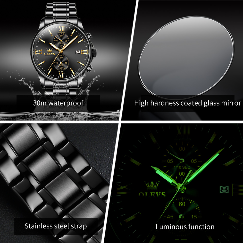 OLEVS 2886 Classic Black Quart - огляд і ціна Luxury Watch All Black