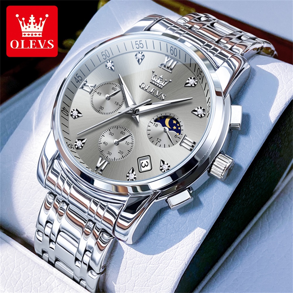 OLEVS 2858 Quartz Watch for Me - огляд і ціна Luxury Watch Moon Phase