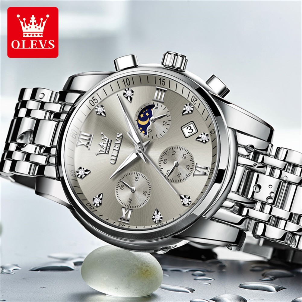 OLEVS 2858 Quartz Watch for Me - огляд і ціна Luxury Watch Moon Phase