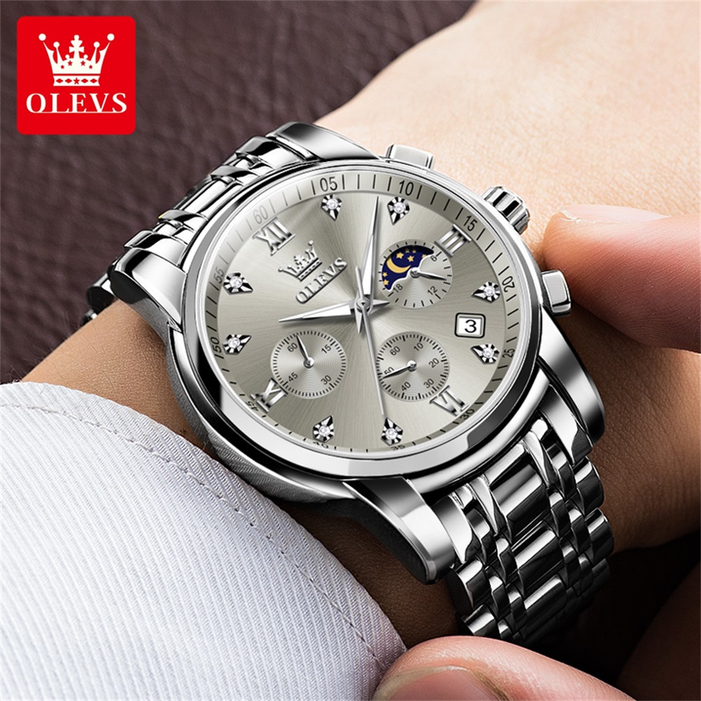 OLEVS 2858 Quartz Watch for Me - огляд і ціна Luxury Watch Moon Phase