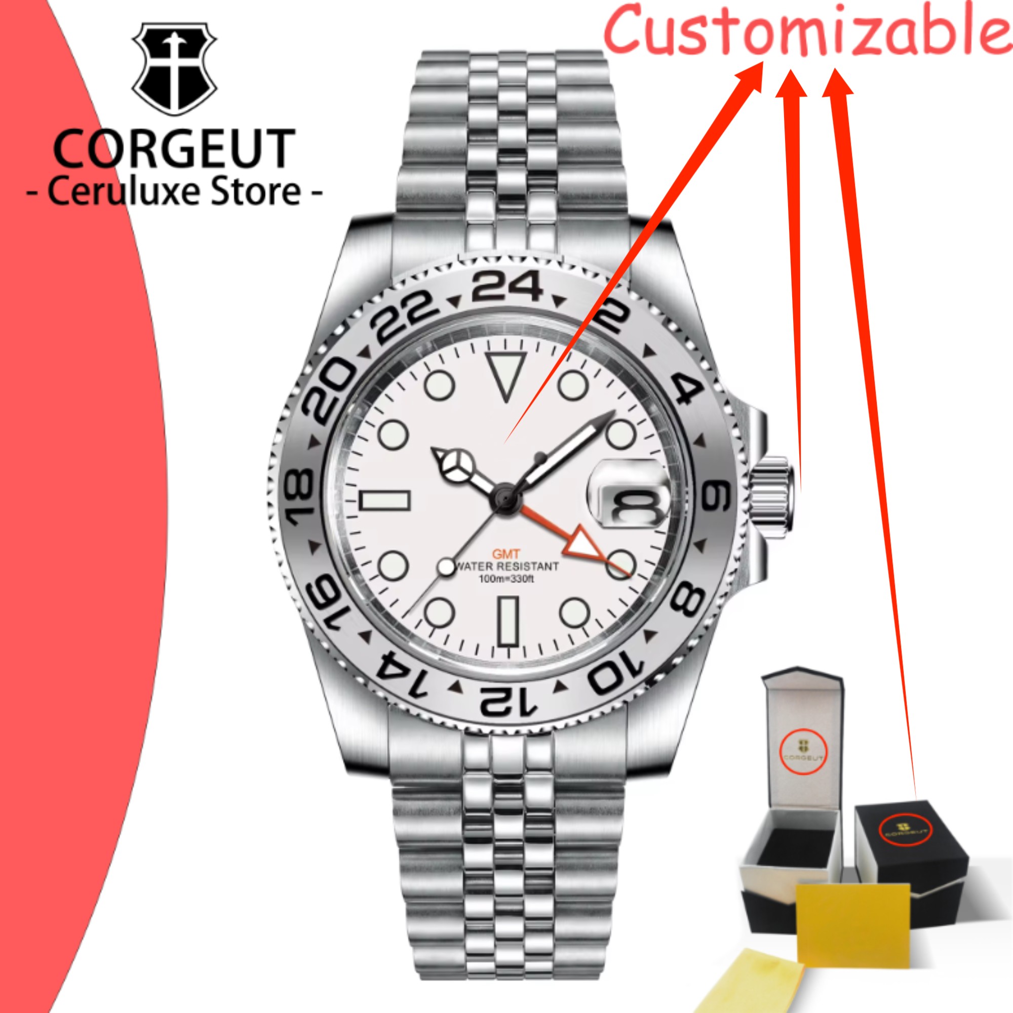 CUSTOM Logo 40mm 515 GMT Quart - огляд і ціна Luxury Watch Brands Logo