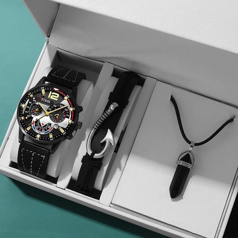 3PCS Set Fashion Mens Watches  - огляд і ціна Luxury Watch All Black
