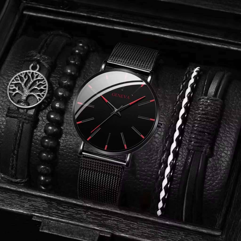5PCS/Set Luxury Men Business W - огляд і ціна Luxury Watch All Black