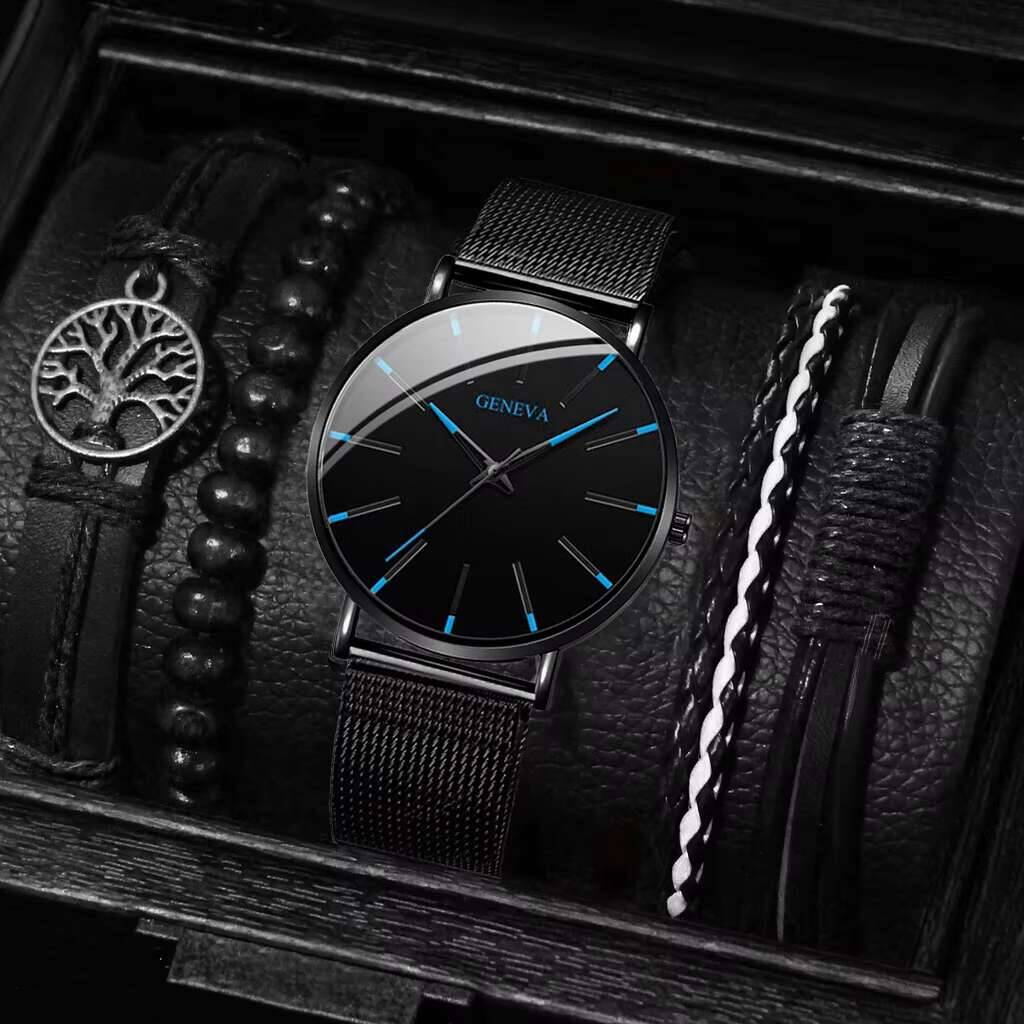 5PCS/Set Luxury Men Business W - огляд і ціна Luxury Watch All Black