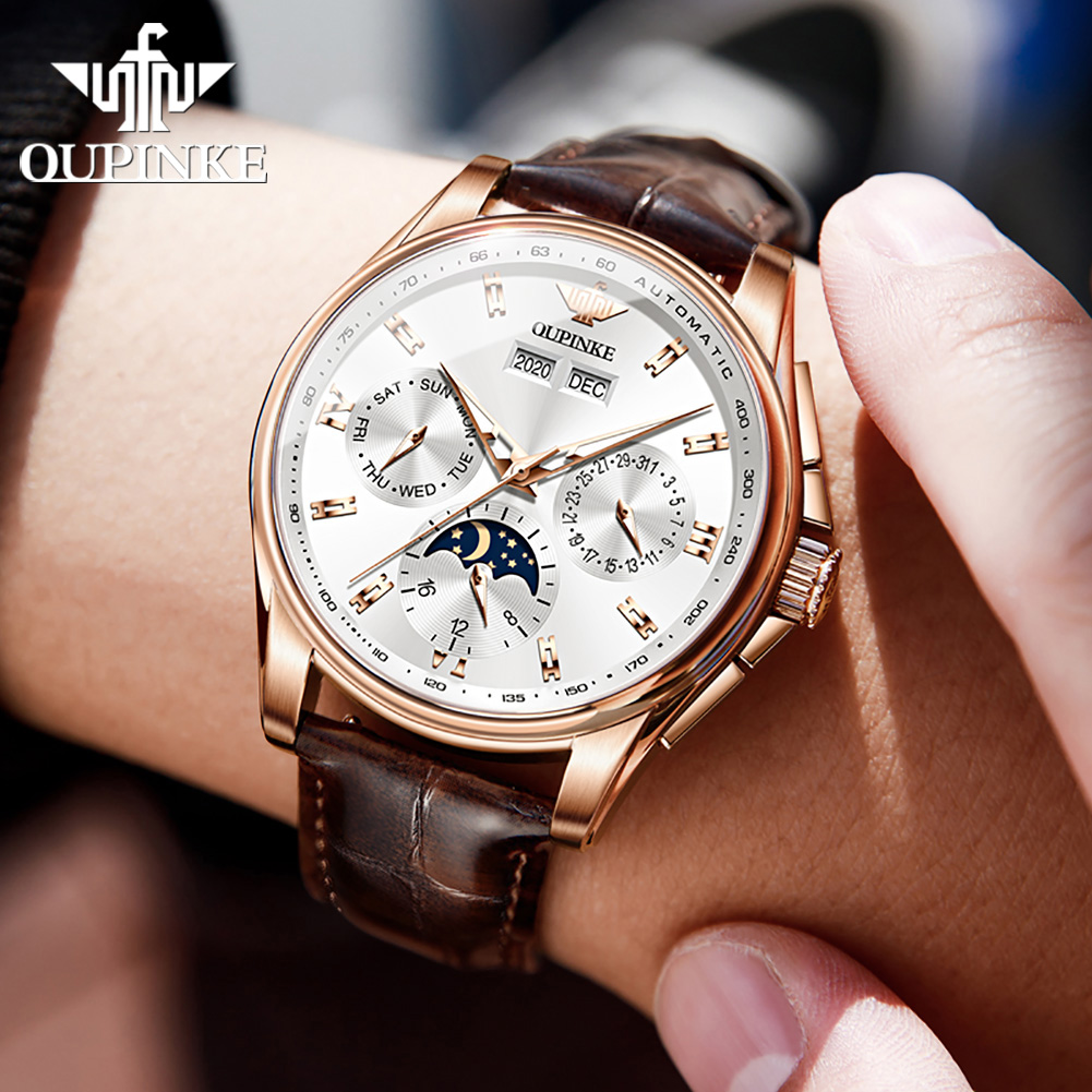 OUPINKE 3189 Men Fully Automat - огляд і ціна Moonphase Complication Watch