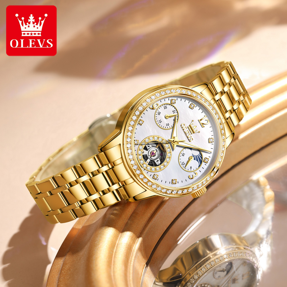 OLEVS 6750 Automatic Woman Wat - огляд і ціна Luxury Watch Moon Phase