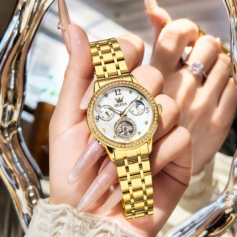 OLEVS 6750 Automatic Woman Wat - огляд і ціна Luxury Watch Moon Phase