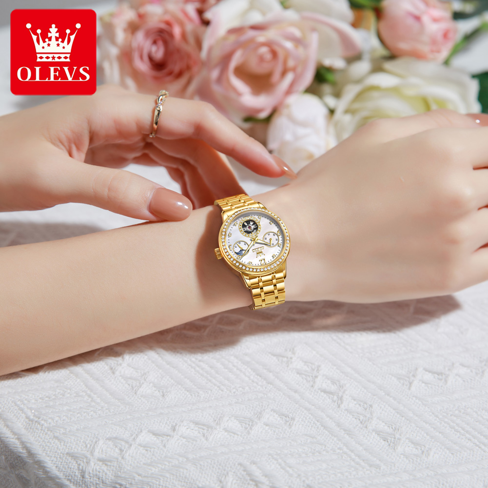 OLEVS 6750 Automatic Woman Wat - огляд і ціна Luxury Watch Moon Phase