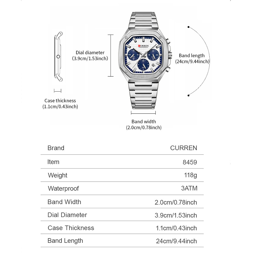 CURREN Luxury Square Chrono Wa - огляд і ціна Luxury Watch For Men