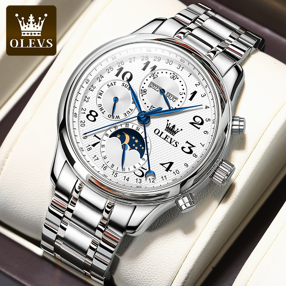 OLEVS 6667 Luxury Original Men - огляд і ціна Moonphase Complication Watch